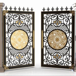 Mẫu cửa cổng sắt 2 cánh đẹp CNC 1